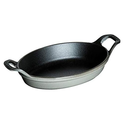  STAUB Auflaufform oval, Induktionsgeeignet, Gusseisen, Graphitgrau, 24 cm x 18cm