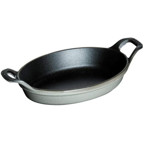  STAUB Auflaufform oval, Induktionsgeeignet, Gusseisen, Graphitgrau, 24 cm x 18cm