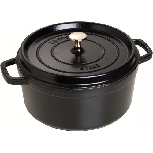  STAUB Gusseisen Brater/Cocotte, mit Dampfeinsatz, rund 26 cm, 5,2 L, schwarz