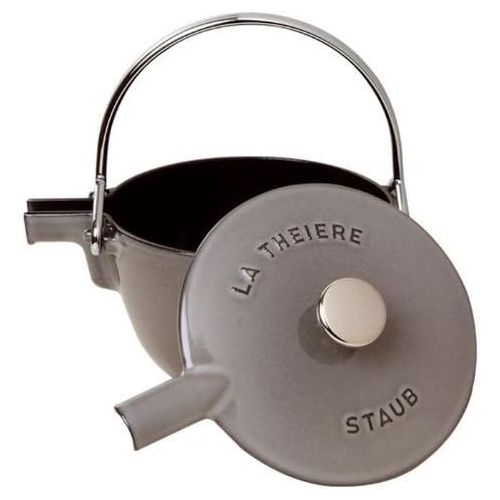  Staub 1650018 Teekanne/Wasserkessel, rund 16,5 cm, 1,15 L mit mattschwarzer Emaillierung Im Inneren des Kessels, grafitgrau