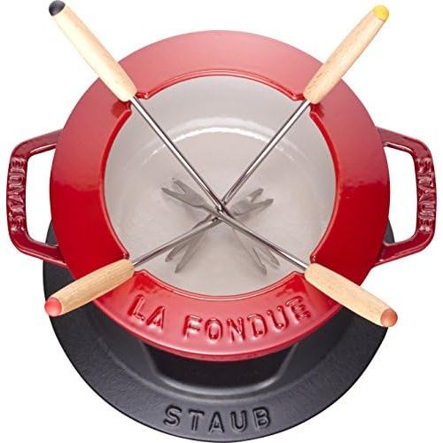  Staub Fondueset, Induktionsgeeignet, Gusseisen, Kirschrot, 1 Einheiten