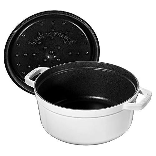  Staub Cast Iron Round Cocotte, 4-Quart, White: Dutch Ovens: Kitchen & Dining