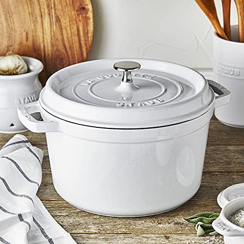  Staub Cast Iron Round Cocotte, 4-Quart, White: Dutch Ovens: Kitchen & Dining