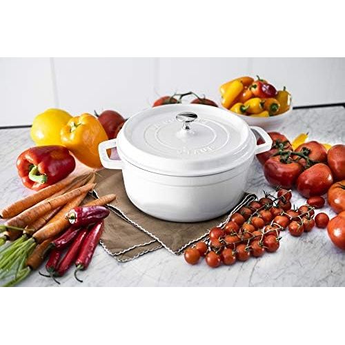  Staub Cast Iron Round Cocotte, 4-Quart, White: Dutch Ovens: Kitchen & Dining