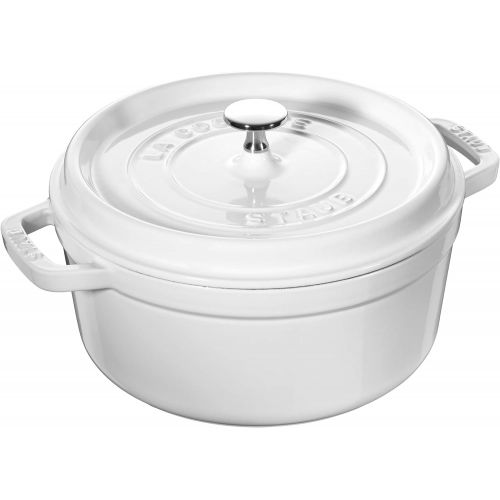  Staub Cast Iron Round Cocotte, 4-Quart, White: Dutch Ovens: Kitchen & Dining