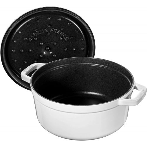  Staub Cast Iron Round Cocotte, 4-Quart, White: Dutch Ovens: Kitchen & Dining