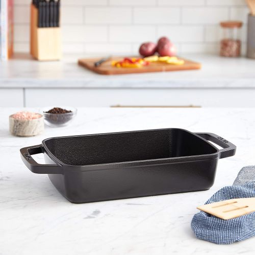  STAUB Cast Iron Roasting Pan, 12x8-inch, Black Matte: Baking Dishes: Kitchen & Dining