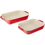 STAUB Ceramics Rectangular Baking Dish Set, 2 pc, Cherry