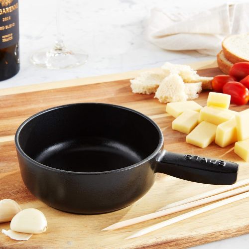  Staub Cast Iron 12-oz Mini Cheese Fondue Pot - Matte Black, Made in France