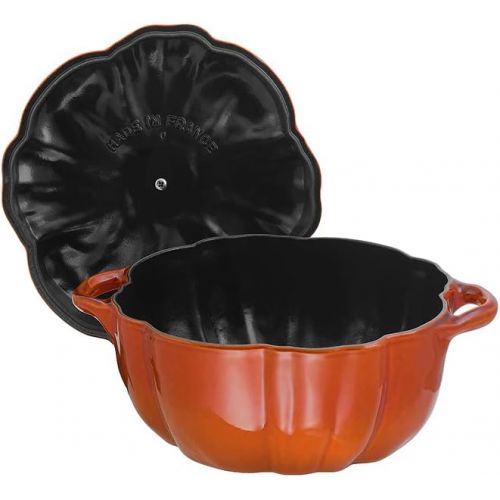  STAUB Cast Iron Pumpkin Cocotte Dutch Oven, 3.5-quart, Burnt Orange, Made in France