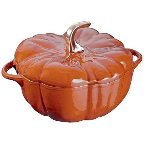  STAUB Cast Iron Pumpkin Cocotte Dutch Oven, 3.5-quart, Burnt Orange, Made in France