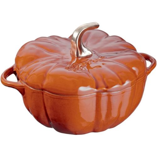  STAUB Cast Iron Pumpkin Cocotte Dutch Oven, 3.5-quart, Burnt Orange, Made in France