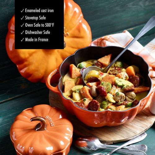  STAUB Cast Iron Pumpkin Cocotte Dutch Oven, 3.5-quart, Burnt Orange, Made in France