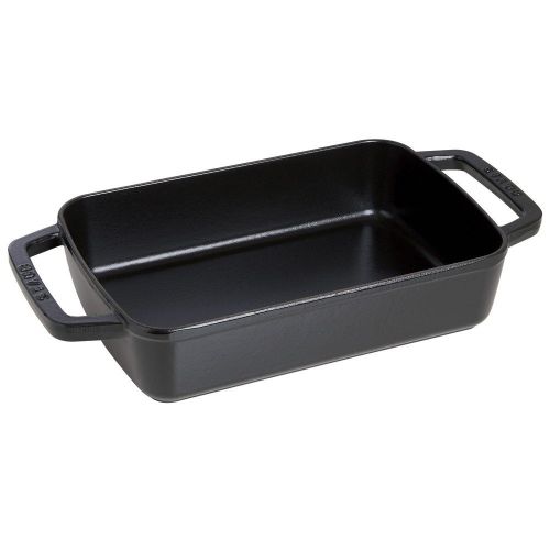  Staub 1303023 Cast Iron Roasting Pan, 12x8-inch, Black Matte