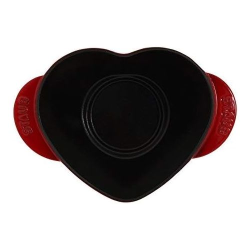  Staub 1100006 Cast Iron Heart Cocotte, 1.75-Quart, Cherry