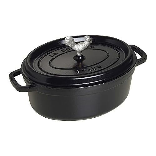  Staub 1122925 Cast Iron Coq au Vin Cocotte, 4.25-Quart, Black Matte