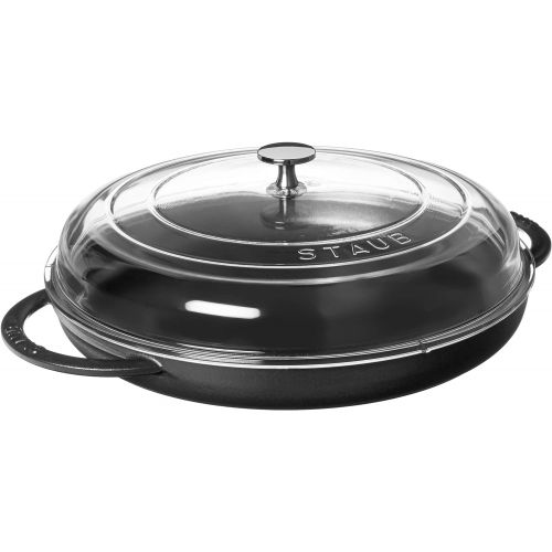  Staub 12203023 Cast Iron Round Steam Griddle, 12-inch, Matte Black