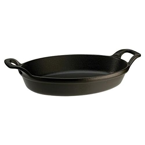 롯지 Staub 1303323 Cast Iron Oval Baking Dish, 12.5x9-inch, Black Matte