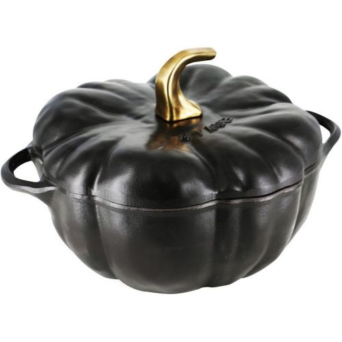  Staub 1112423 Cast Iron Pumpkin Cocotte, 3.5-Quart, Black Matte