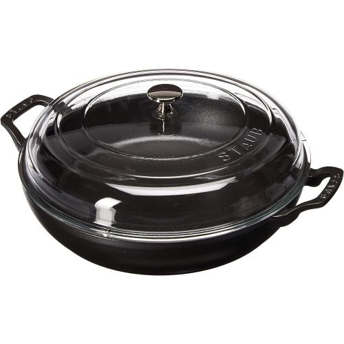  Staub 14813023 Braiser with Glass Lid, 3.5-Qt, Matte Black