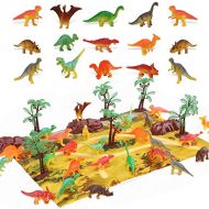 STEAM Life 46 Piece Mini Dinosaur Toy Set - Dinosaur Toys for 3 4 5 6 Year Old Boys and Girls - STEM Toys Dinosaurs Toy Set 36 Dinos a Playmat and Props - Triceratops Pterodactyl a