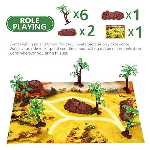  STEAM Life 46 Piece Mini Dinosaur Toy Set - Dinosaur Toys for 3 4 5 6 Year Old Boys and Girls - STEM Toys Dinosaurs Toy Set 36 Dinos a Playmat and Props - Triceratops Pterodactyl a