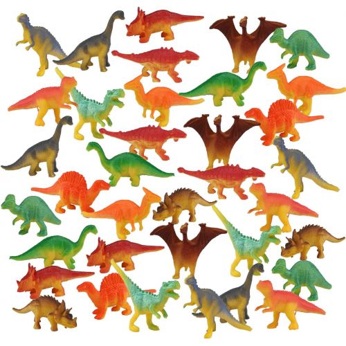  STEAM Life 46 Piece Mini Dinosaur Toy Set - Dinosaur Toys for 3 4 5 6 Year Old Boys and Girls - STEM Toys Dinosaurs Toy Set 36 Dinos a Playmat and Props - Triceratops Pterodactyl a