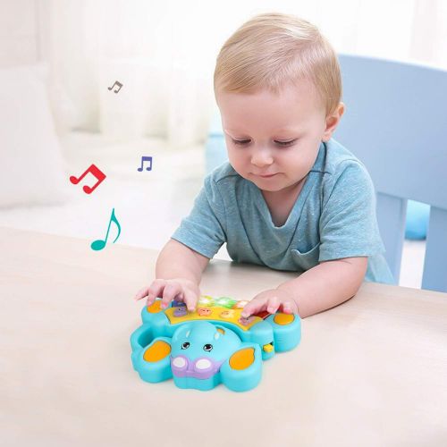  STEAM Life Educational Baby Musical Toys - Light Up Baby Toys Piano Keyboard - Toddler Piano with 5 Numbered Keys - Plays Songs and Music Memory Game (Smart Baby Elephant Piano)