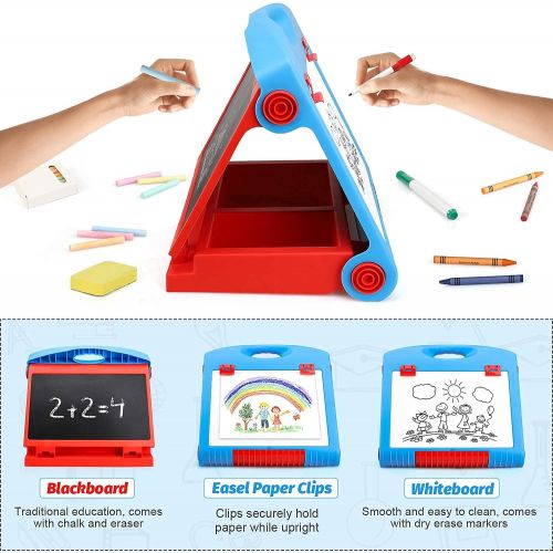  [아마존베스트]STEAM Life Tabletop Easel for Kids - Art Easel for Toddler - Chalkboard White Board for Kids - Dry Erase Table Top Easel for Kids - Portable Desktop Easel and Art Set for Toddlers