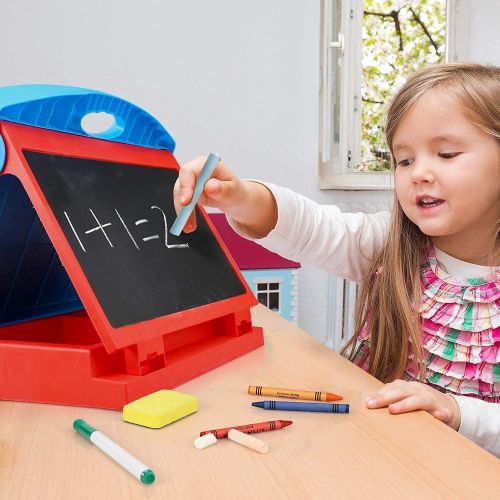 [아마존베스트]STEAM Life Tabletop Easel for Kids - Art Easel for Toddler - Chalkboard White Board for Kids - Dry Erase Table Top Easel for Kids - Portable Desktop Easel and Art Set for Toddlers