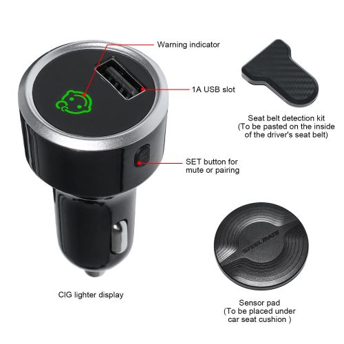  STEEL MATE Automotive Baby Car Seat Alarm System Reminder , Backseat Baby in Car Reminder Warning with Light and Sounds Remind When Power Off or Unbuckle, Easy Installation