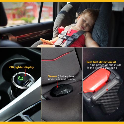  STEEL MATE Automotive Baby Car Seat Alarm System Reminder , Backseat Baby in Car Reminder Warning with Light and Sounds Remind When Power Off or Unbuckle, Easy Installation