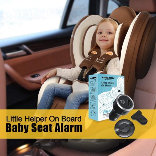  STEEL MATE Automotive Baby Car Seat Alarm System Reminder , Backseat Baby in Car Reminder Warning with Light and Sounds Remind When Power Off or Unbuckle, Easy Installation