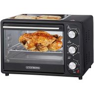 [아마존베스트]Steinborg 3-in-1 Mini Oven 20 Litres with Recirculation Including Warming Plate | Mini Oven | Pizza Oven | Crumb Tray | Switchable Circulation | Temperature 100-250 °C | Removable Grill Plat
