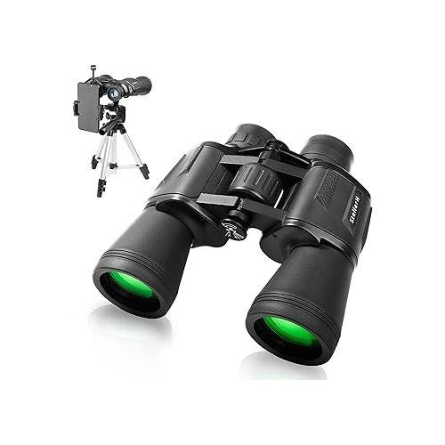  12X50 Full Size Binoculars for Adults - Photography Video Kit Included Pro Tripod, Carrying Bag & Strap - Perfect for Camping, Travel, Stargazing & Bird Watching