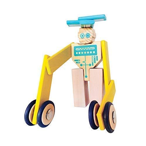  STEM Play Wood Space Toy Magnetic Wood Toys and Building Toys for Kids 20 Pcs with Case - Stem Educational Toys and Robot Space Stem Toys - Stem Toys for Girls and Stem Toys for Bo