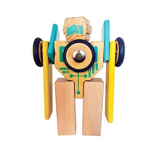  STEM Play Wood Space Toy Magnetic Wood Toys and Building Toys for Kids 20 Pcs with Case - Stem Educational Toys and Robot Space Stem Toys - Stem Toys for Girls and Stem Toys for Bo