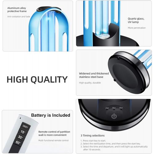  [아마존베스트]STERILECARES UV Light Sanitizer, Disinfection Germicidal Lamp Sterilizer, UVC Mite-Removal Bulb, Remote & Cycle Timing Control, Radar Sensor, Ozone Free, Kills 99.9% of Germs Viruses for Home R