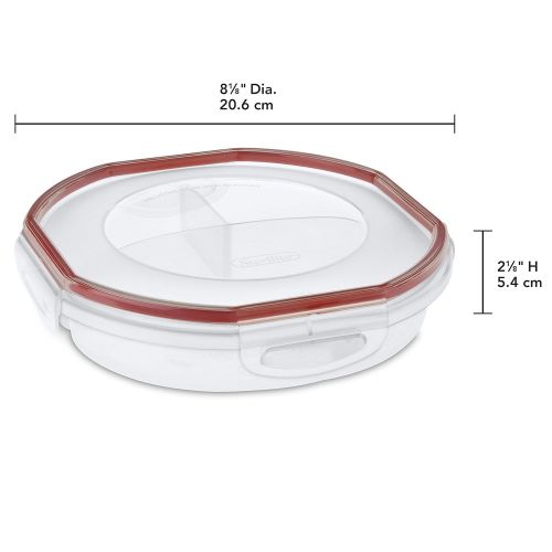  STERILITE Sterilite 03918606 Ultra-Seal 4.8 Cup Round Divided Dish, Clear Lid & Base with Rocket Red Gasket, 6-Pack