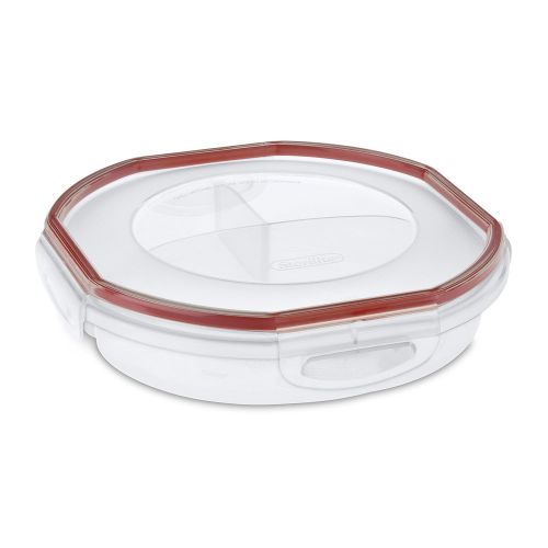  STERILITE Sterilite 03918606 Ultra-Seal 4.8 Cup Round Divided Dish, Clear Lid & Base with Rocket Red Gasket, 6-Pack