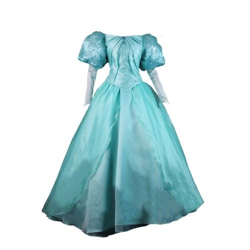  STH Big Shop STH Women The Little Mermaid Princess Ariel Cosplay Costume Green Dress Gown