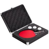 STIGA Padded Aluminum Ping Pong Paddle Hard Case - Stores 1 Table Tennis Racket and 3 Balls,Black/red