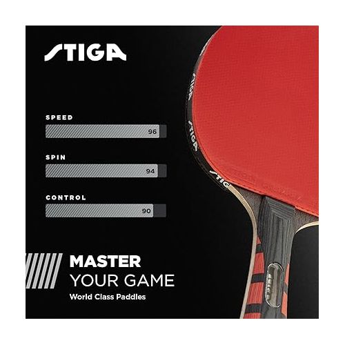 스티가 STIGA Evolution Performance Ping Pong Paddle - 6-ply Light Blade - 2mm Tournament-Approved Premium Sponge - Flared Handle for Next-Gen Grip & Control - Performance Table Tennis Racket