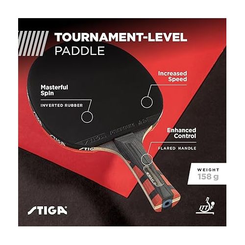 스티가 STIGA Evolution Performance Ping Pong Paddle - 6-ply Light Blade - 2mm Tournament-Approved Premium Sponge - Flared Handle for Next-Gen Grip & Control - Performance Table Tennis Racket