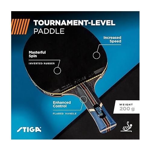 스티가 STIGA Nitro Performance Ping Pong Paddle - 6-ply Light Blade - 2mm Premium Sponge - Flared Handle for Exceptional Grip - Performance Table Tennis Racket for Serious Play