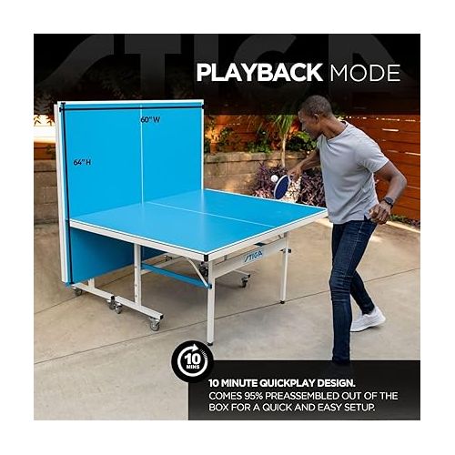 스티가 STIGA XTR Professional Outdoor Table Tennis Tables - All Weather Aluminum Waterproof Outdoor or Indoor Design with Net & Post - 10 Minute Easy Assembly Ping Pong Table with Compact Storage