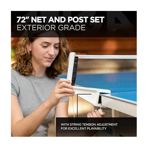 스티가 STIGA XTR Professional Outdoor Table Tennis Tables - All Weather Aluminum Waterproof Outdoor or Indoor Design with Net & Post - 10 Minute Easy Assembly Ping Pong Table with Compact Storage