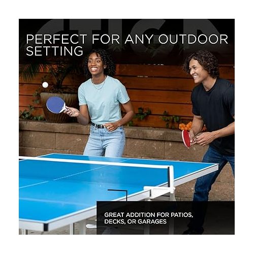 스티가 STIGA XTR Professional Outdoor Table Tennis Tables - All Weather Aluminum Waterproof Outdoor or Indoor Design with Net & Post - 10 Minute Easy Assembly Ping Pong Table with Compact Storage