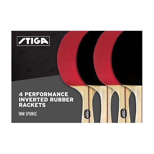 스티가 STIGA Performance 2 and 4-Player Ping Pong Paddle Set - Includes Performance Level Table Tennis Rackets and 3-Star ITTF Approved Balls