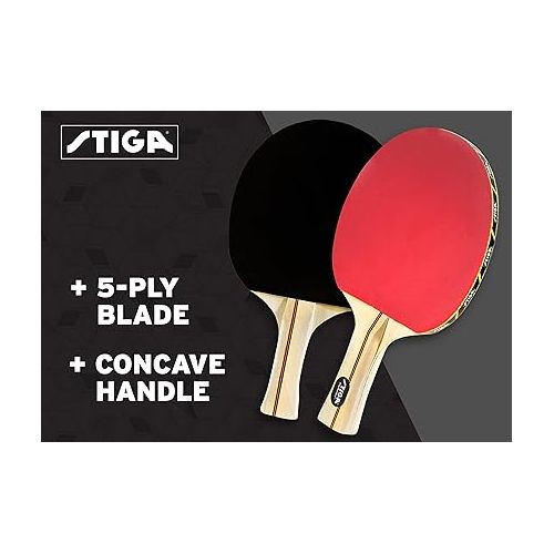 스티가 STIGA Performance 2 and 4-Player Ping Pong Paddle Set - Includes Performance Level Table Tennis Rackets and 3-Star ITTF Approved Balls